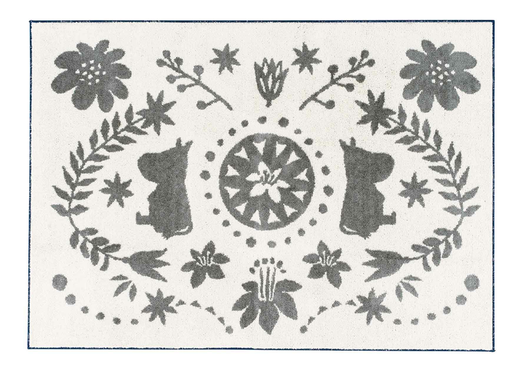 ムーミン ラグ FOLK LINE フォークライン 130×185(イエロー)北欧 防ダニ 床暖房 ホットカーペット対応 遊び毛防止 国産 日本製