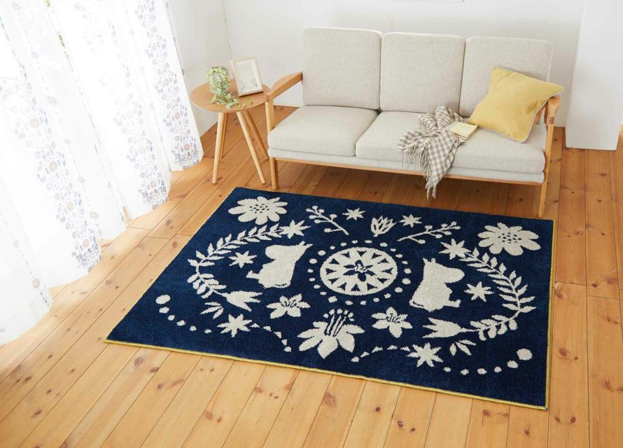 北欧ラグ ムーミン フォークラインラグ 防ダニ 床暖房対応 130×185cm