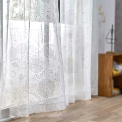 お値下げ↓スミノエ☆花と鳥のデザインカーテン縦115㌢✖️100㌢　2枚 スミノエ☆花と鳥のデザインカーテン縦115㌢✖️100㌢ 2枚