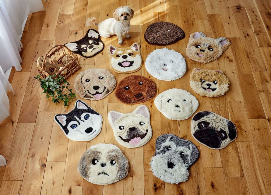 玄関マット・チェアパッド イヌカオ(A) 洗える 防ダニ 床暖房対応