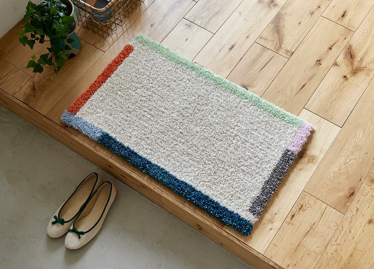 北欧 玄関マット カラーフレームマット 防ダニ すべり止め 45×75cm